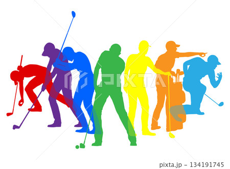 Golfers Golfing Silhouette Golf People Silhouettes 134191745