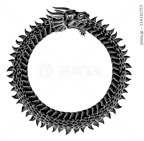 Ouroboros Circle Dragon Eating Circular Tail 134191757