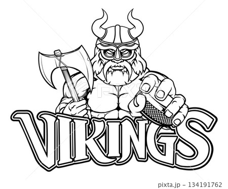 Viking Man Ice Hockey Sports Team Mascot 134191762