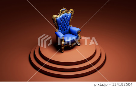 Blue and Gold Royal Armchair. 3D Rendering. Blue and Gold Royal Armchair. 3D Rendering. 134192504