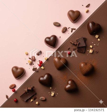 バレンタインデーにぴったりなチョコレートの背景 バレンタインデーにぴったりなチョコレートの背景 134192571