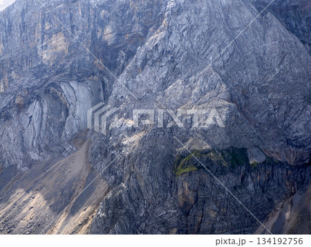 Peaks of Dolomites mountains Fanes panorama in summer season landscape view from Col Bechei 134192756