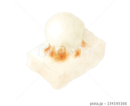 焼いた黄色っぽいおもち 水彩 134193168