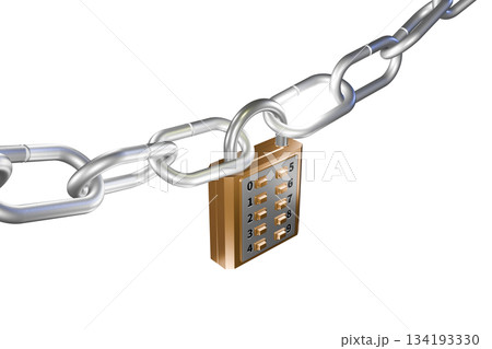 防犯イメージ（ボタン式南京錠タイプ　push-button lock ）透過素材 134193330