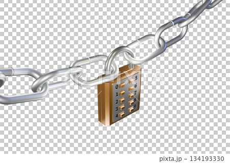 防犯イメージ（ボタン式南京錠タイプ　push-button lock ）透過素材 134193330
