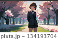 桜を見上げる女子高生 134193704