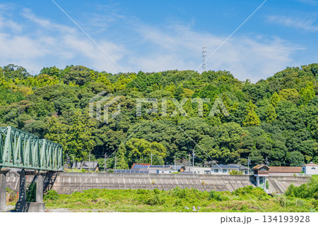 浜松市の天竜浜名湖鉄道の線路と街並み(静岡県) 134193928