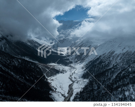 Beautiful high altitude hanging glacier in Tibet, China Beautiful high altitude hanging glacier in Tibet, China 134194045