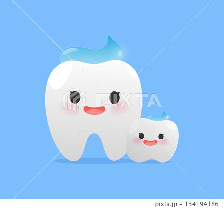 Toothpaste Amount for Adults and Kids Cartoon 134194186