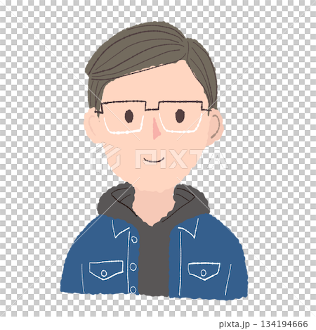 Casual fashion man wearing glasses | Hand-drawn illustration icon Casual fashion man wearing glasses | Hand-drawn illustration icon 134194666