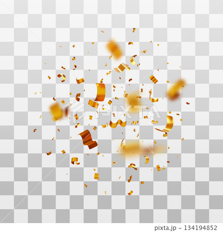 3D Falling gold confetti and streamer 134194852