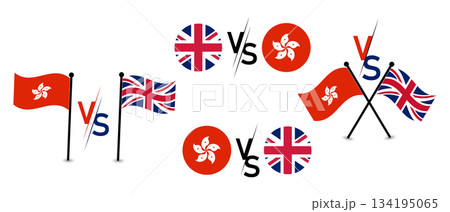 Hong Kong vs. United Kingdom Flags: International Relations and Competition Graphics. Hong Kong vs. United Kingdom Flags: International Relations and Competition Graphics. 134195065