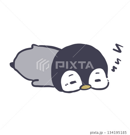 ペンギン_うつ伏せ寝 134195185