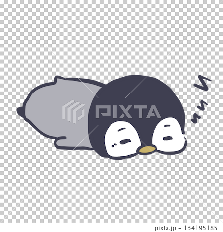 ペンギン_うつ伏せ寝 134195185