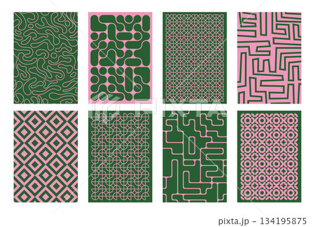set of vibrant abstract poster with geometric, liquid connected dots and line shapes. modern seamless background pattern design set of vibrant abstract poster with geometric, liquid connected dots and line shapes. modern seamless background pattern design 134195875