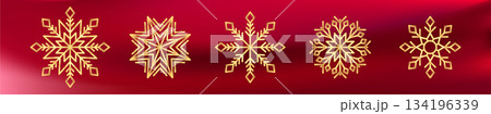 Gold glitter snowflake icon. Winter Christmas sparkling design 134196339