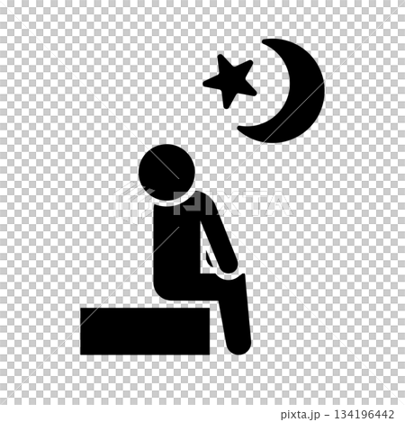 Silhouette of a man sitting and gazing at the night sky Silhouette of a man sitting and gazing at the night sky 134196442