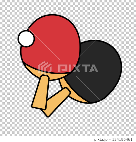 乒乓球拍和球的圖示。向量圖。 134196461