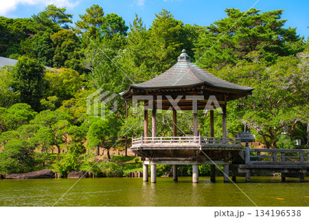 千葉県成田市 成田山公園の浮御堂と新緑の竜智の池 千葉県成田市 成田山公園の浮御堂と新緑の竜智の池 134196538