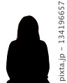 Silhouette of young woman facing camera on white background 134196657