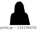 Silhouette of young woman using smartphone on white background 134196658