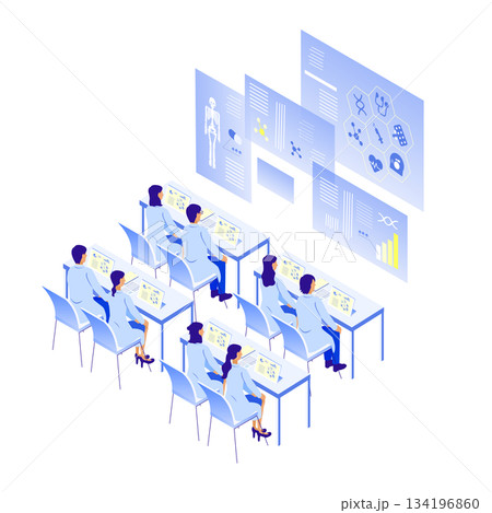 医学研修を受ける医師たちのデジタル学習シーン 134196860