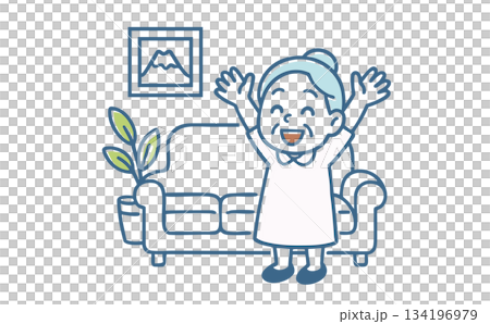 Senior woman raising both hands in a cheer Senior woman raising both hands in a cheer 134196979