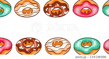 Donut frame sweet background. Doughnut Dessert Border in cartoon style. Donut frame sweet background. Doughnut Dessert Border in cartoon style. 134196996