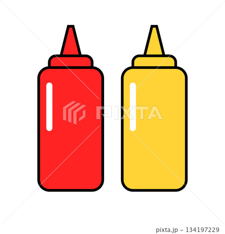 ケチャップとマスタードのボトル アイコン 134197229