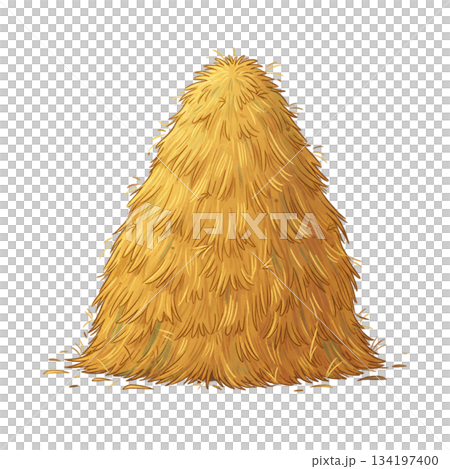 Hay Bale Illustration with Detailed Straw Texture Representing Rural Agriculture Farming and Livestock Feeding Concept for Stock Photography 134197400