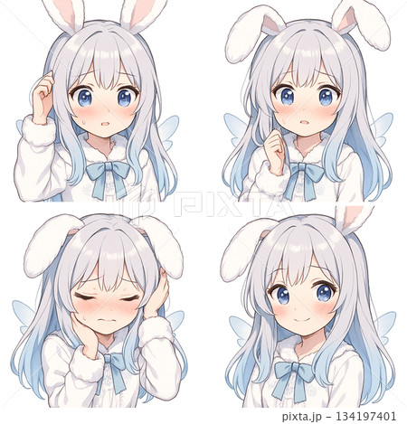 可愛らしい雪うさぎセット 134197401