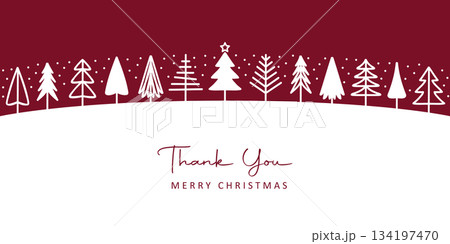 thank you christmas greeting card with abstract fir border christmas tree vector illustration thank you christmas greeting card with abstract fir border christmas tree vector illustration 134197470
