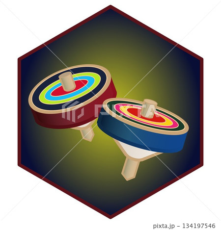 角背景のついた独楽のイラスト 134197546