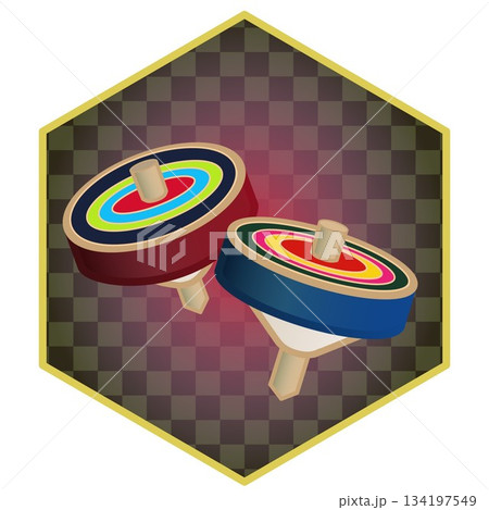 角背景のついた独楽のイラスト 134197549