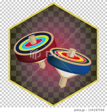 角背景のついた独楽のイラスト 134197549