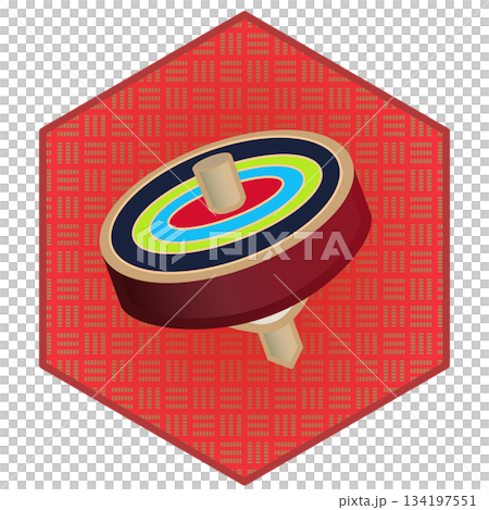 Illustration of a spinning top with a square background Illustration of a spinning top with a square background 134197551