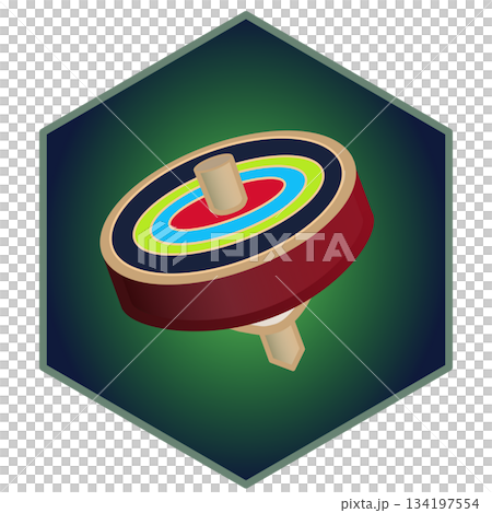 方形背景的旋轉陀螺插圖 134197554