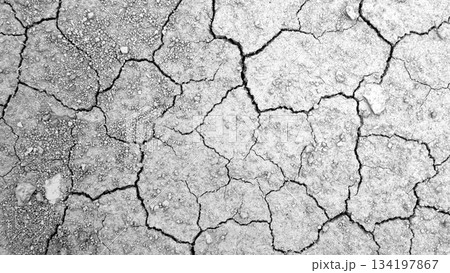 Closeup of a dry and cracked soil surface, Effects of drought, climate change, and environmental degradation. Texture and patterns of the parched earth. Droughtland background Closeup of a dry and cracked soil surface, Effects of drought, climate change, and environmental degradation. Texture and patterns of the parched earth. Droughtland background 134197867