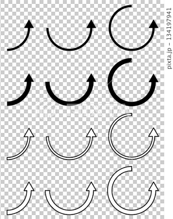 Curved arrow set (black and white) 134197941