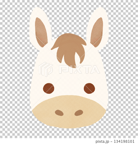 馬臉水彩插畫，表情可愛，生肖，新年，新年，新年素材 134198101