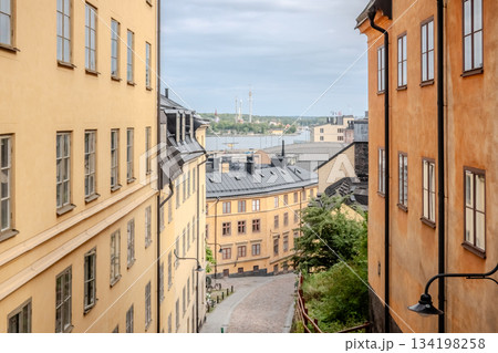 Historical old streets and architecture Old town of Stockholm, Sweden 134198258