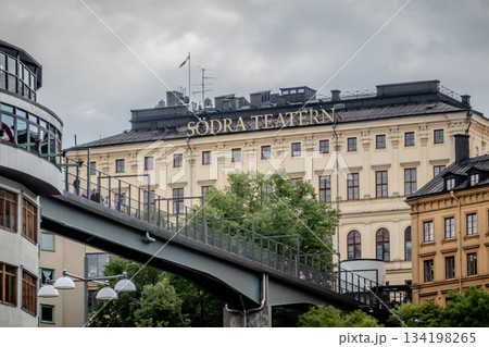 city view of old town of stockhold sweden on cloudy day 134198265