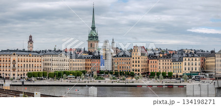 city view of old town of stockhold sweden on cloudy day city view of old town of stockhold sweden on cloudy day 134198271