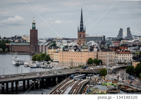 city view of old town of stockhold sweden on cloudy day city view of old town of stockhold sweden on cloudy day 134198320