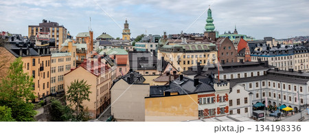 city view of old town of stockhold sweden on cloudy day 134198336