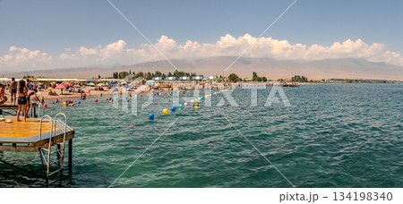Beautiful nature around issyk kul lake region in kyrgyzstan 134198340
