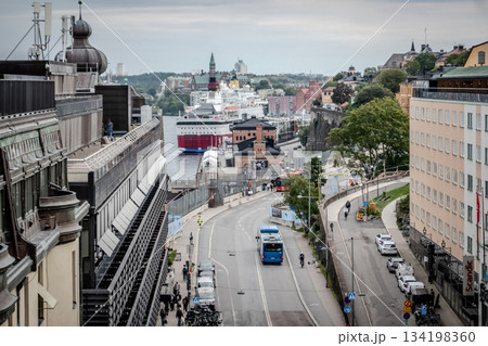 Historical old streets and architecture Old town of Stockholm, Sweden 134198360