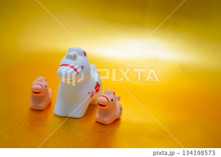 午年の白馬と子馬 134198573