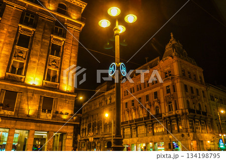 歴史的な駅の夜景 134198795