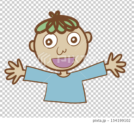 両手を広げて笑顔で喜ぶ子どものイラスト 134199102